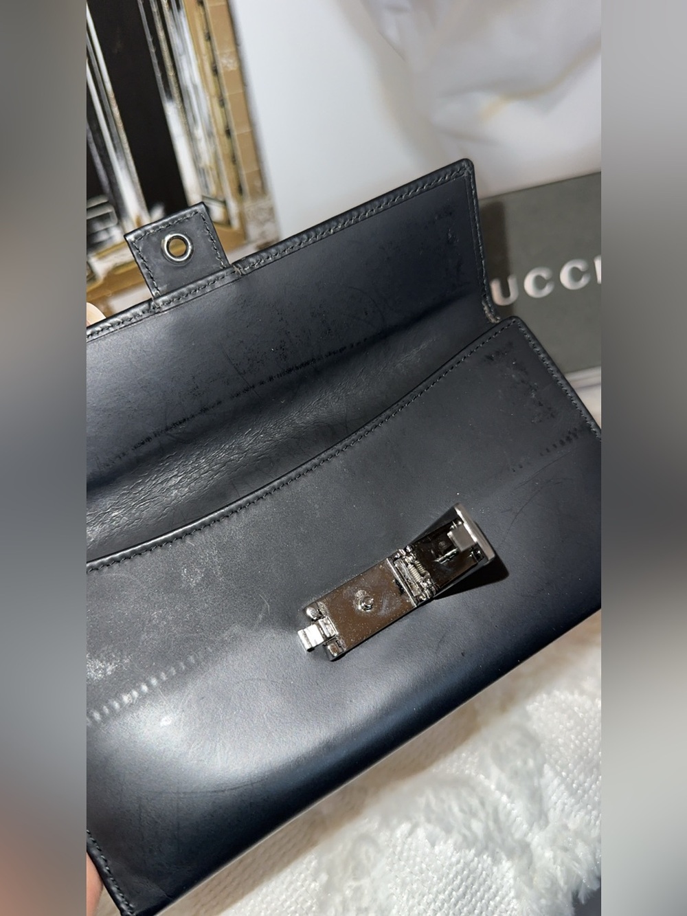 Gucci Black Leather Flap Wallet with Silver Hardware - Picture 4 of 9
